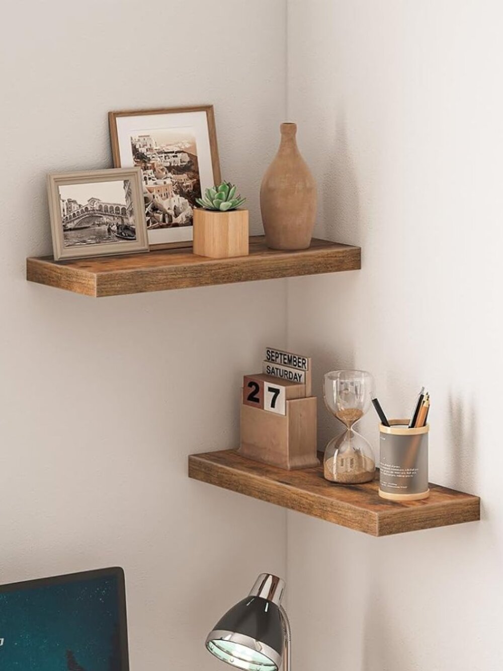 Rustic Brown Floating Shelves Set